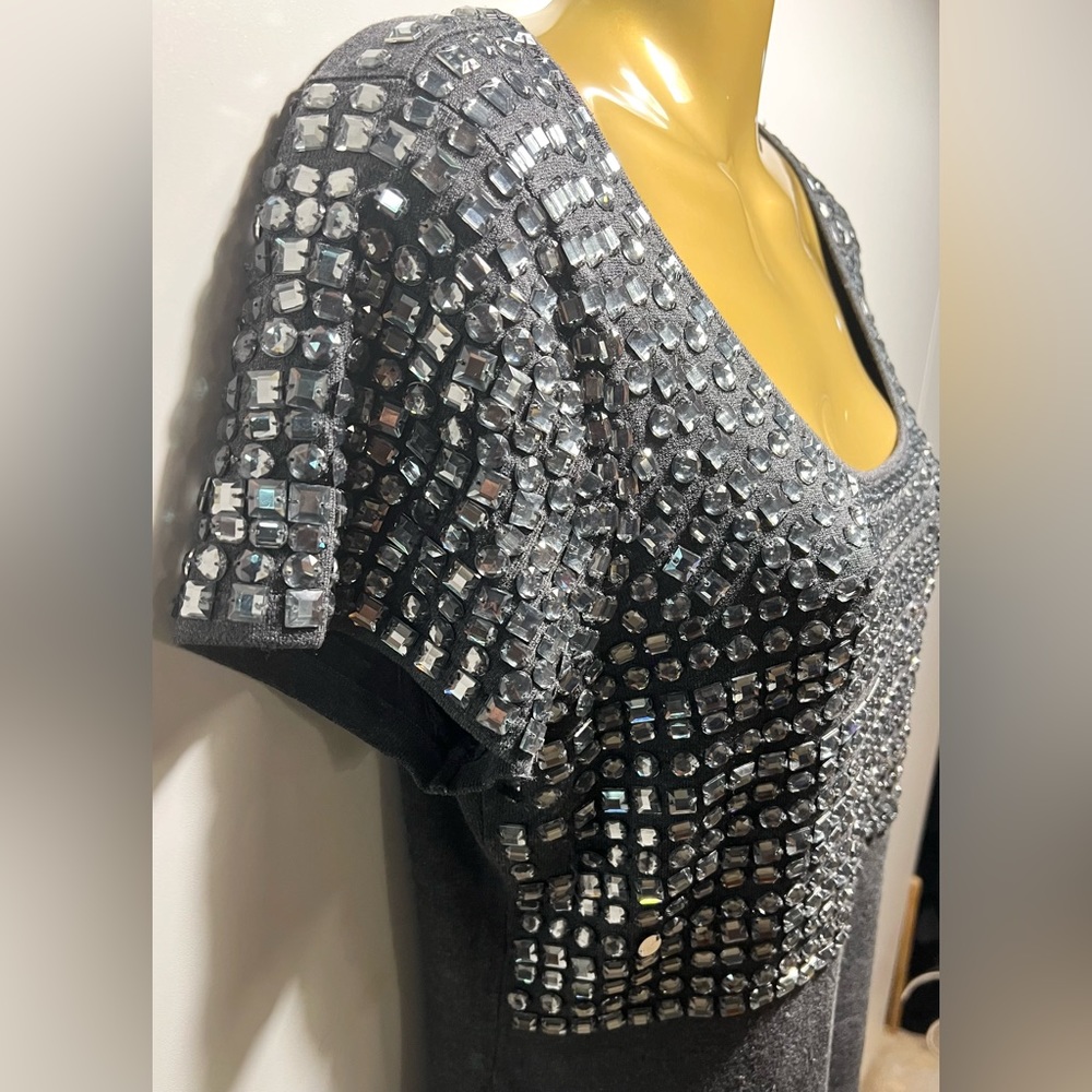 I•N•C International Concepts Blingy Short Sleeve Tunic/Sweater in Gray Sz Large